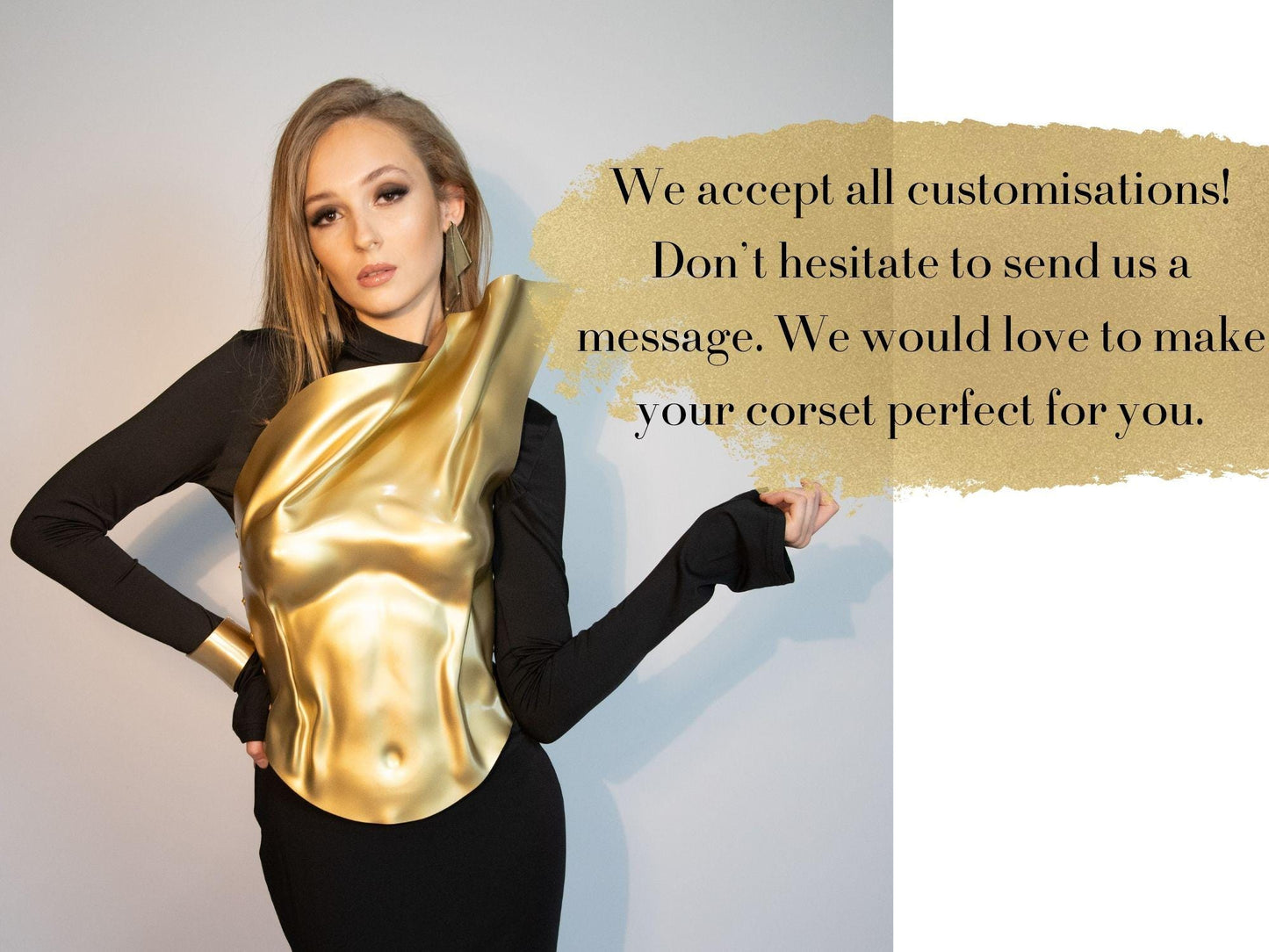 Gold Corset Top: Custom Fit Designer Breastplate, AvantGarde Rave Wear