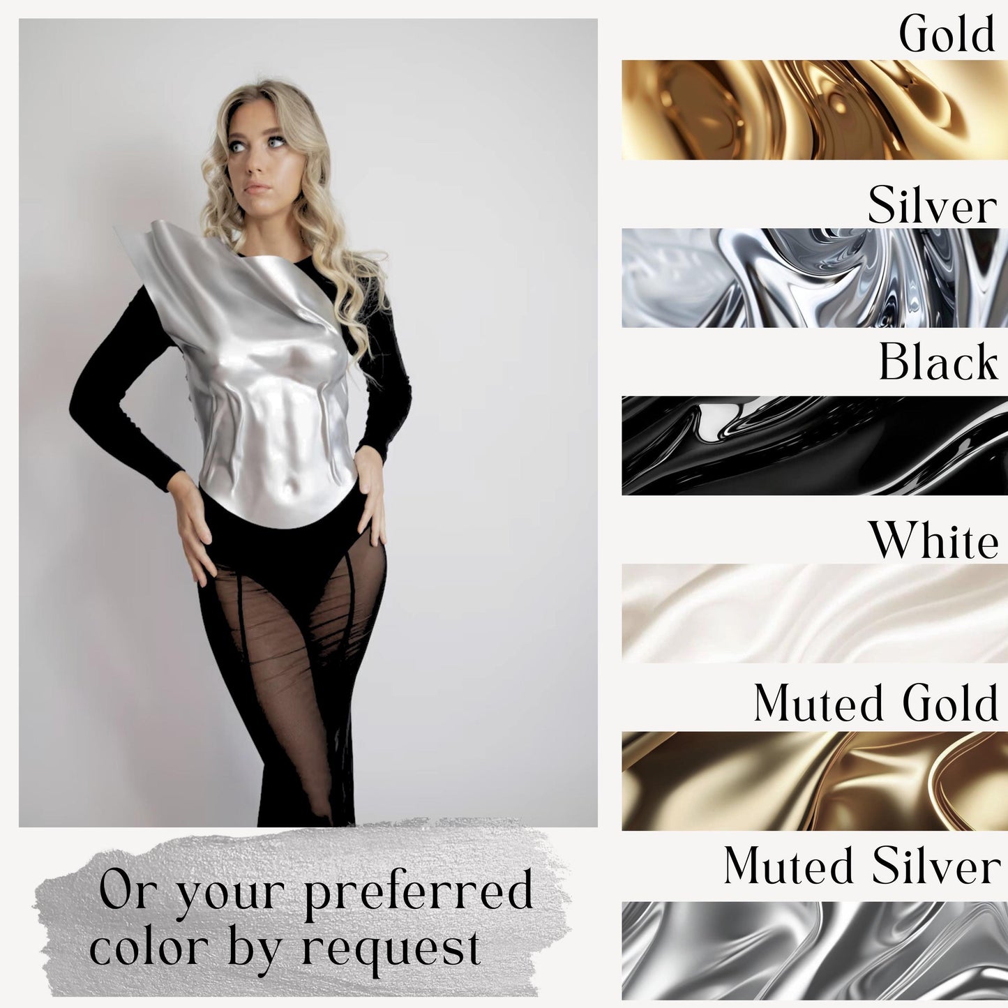 Asymmetrical Silver Molded Corset: Futuristic Metallic Y2K Bustier