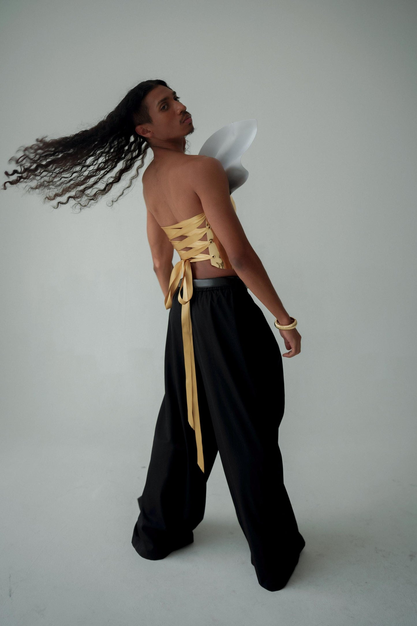 Gold Armor Corset For Men Sculptural Chest Plate Drag Costume Avant Garde Runway Statement