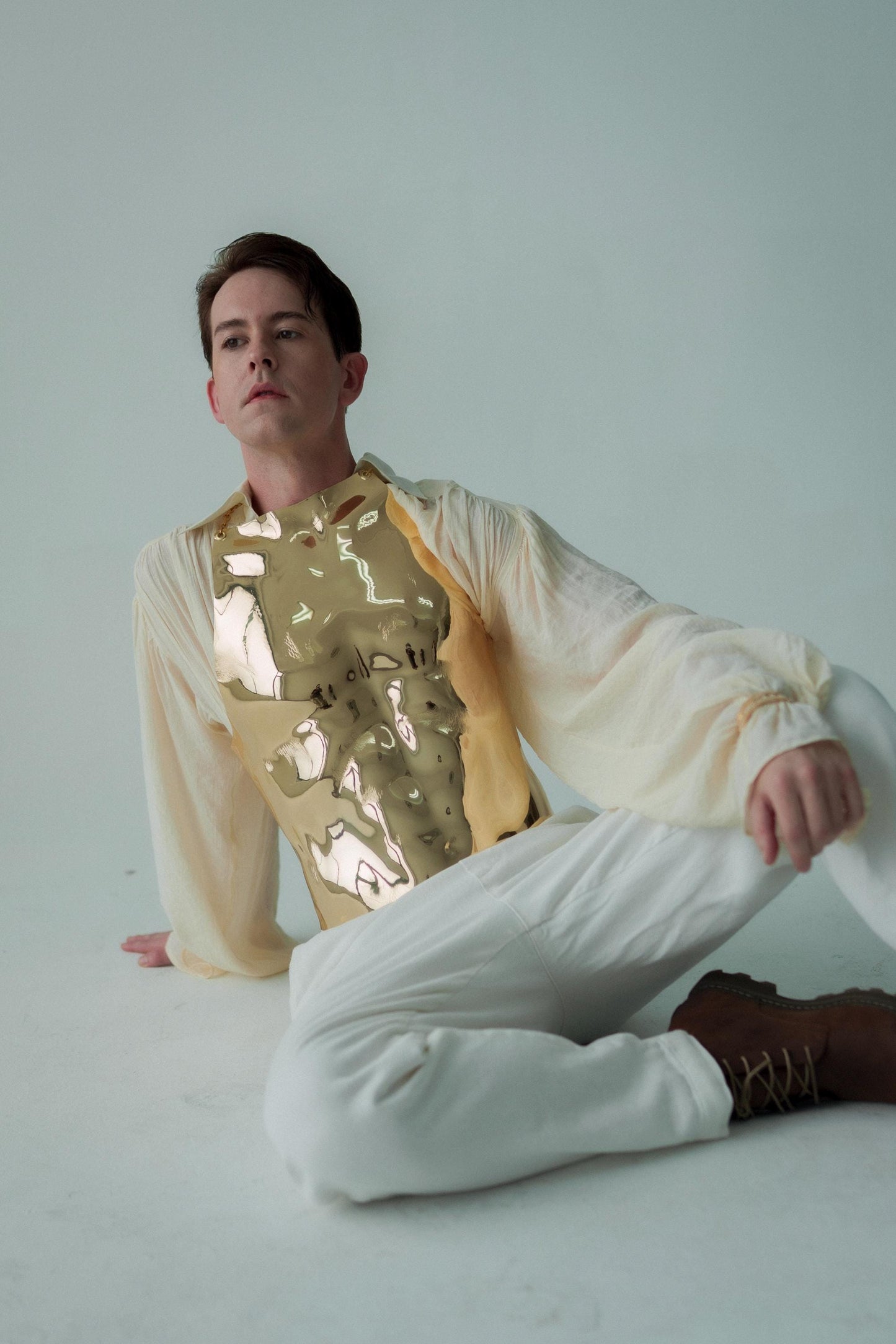 Gold Chromium Corset Armor: Metallic Fashion Top, Stage Costume