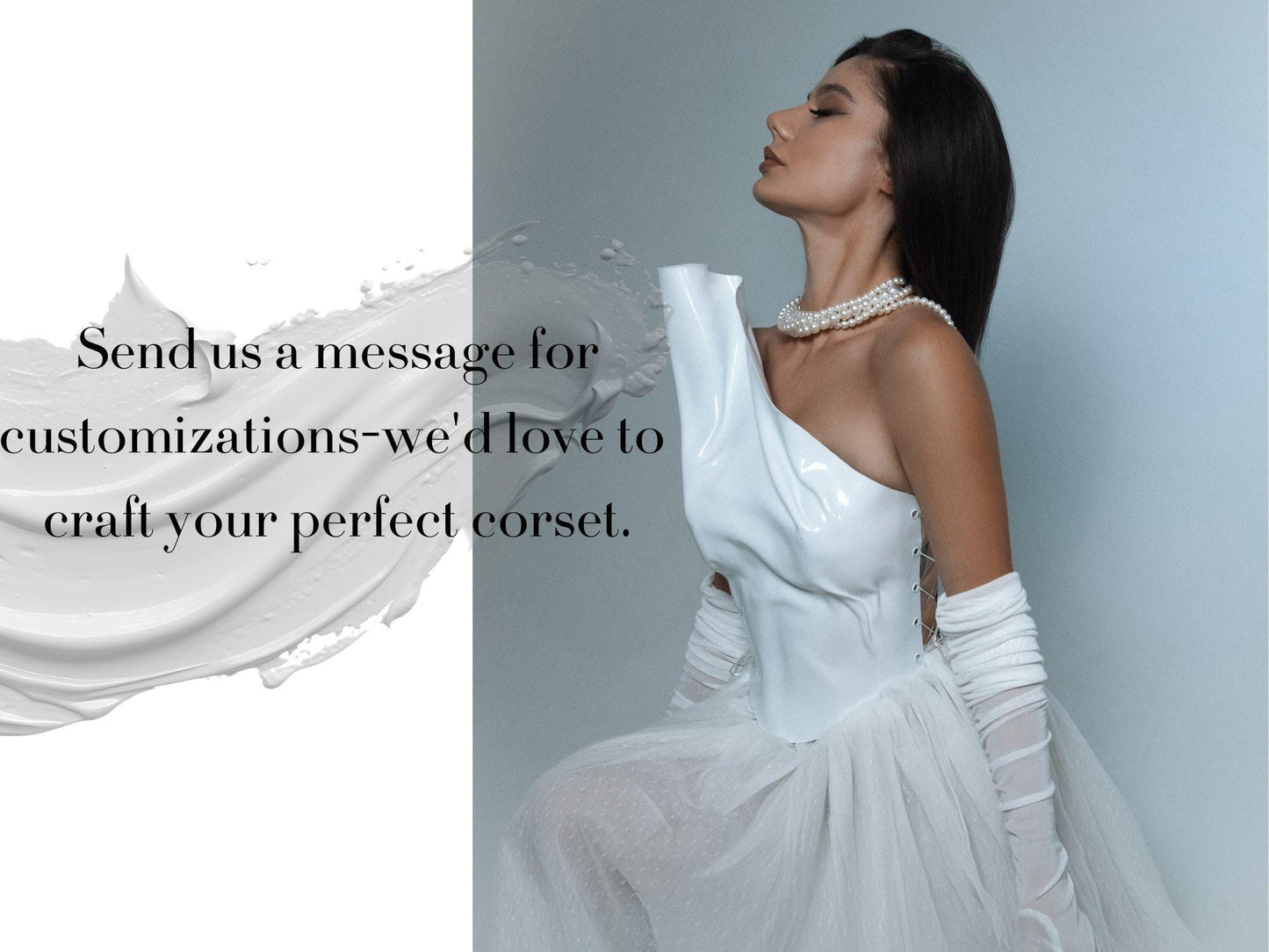 Asymmetrical White Bustier: Custom Fit Corset, Unique Bridal Top