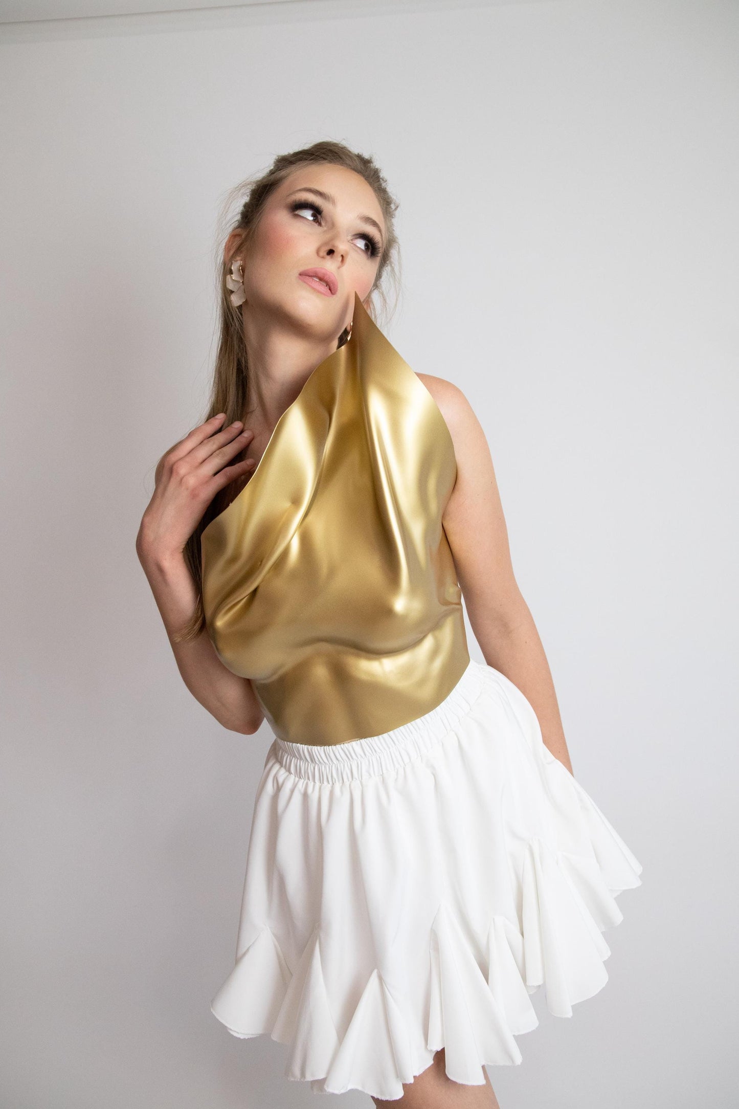 Gold Metallic Corset Top: Custom Fit Rave Steampunk Bustier