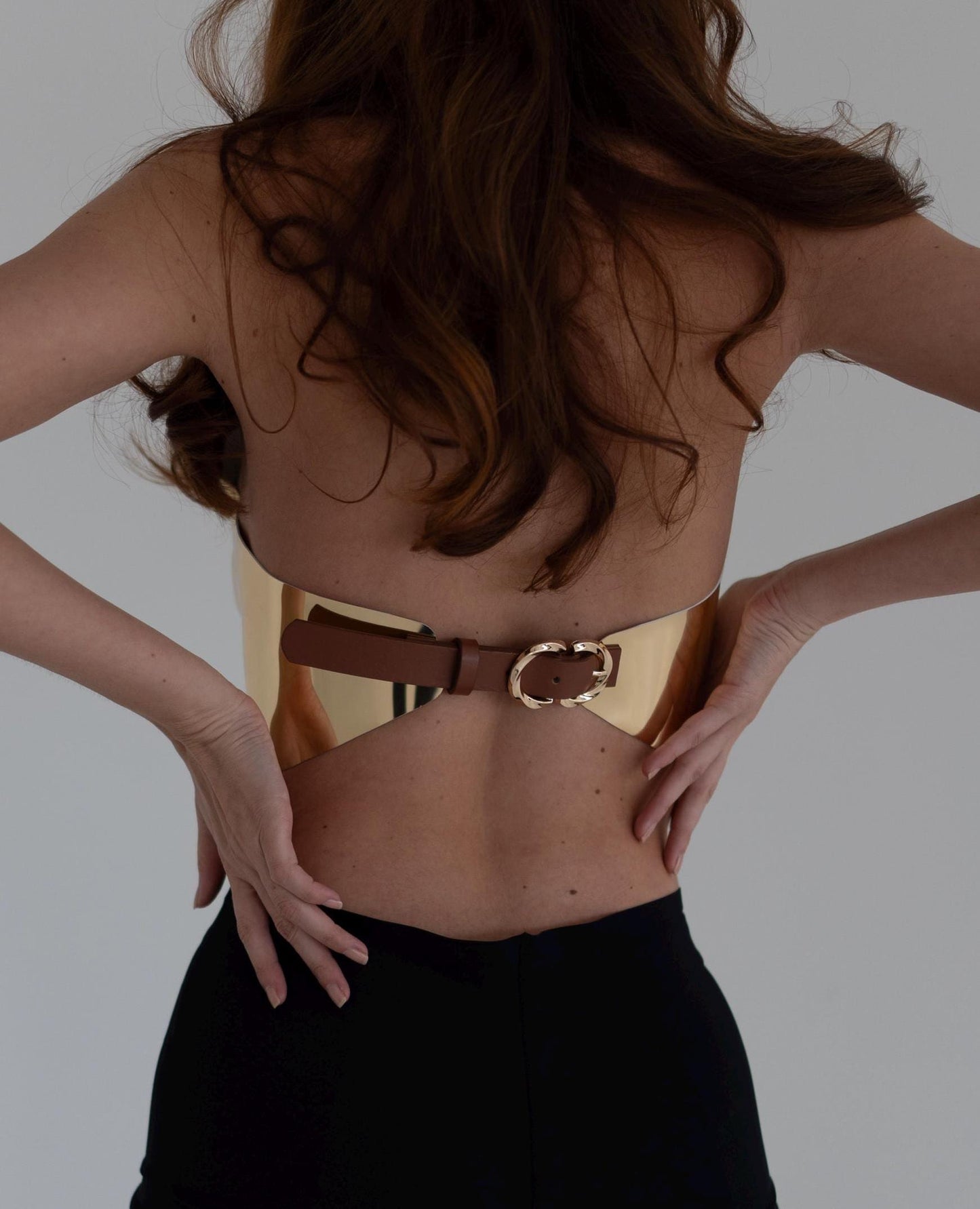 Gold Mirror Sculptural Corset Top, Futuristic Bustier Armor, Chrome Metallic Rave Outfit, Festival Piece