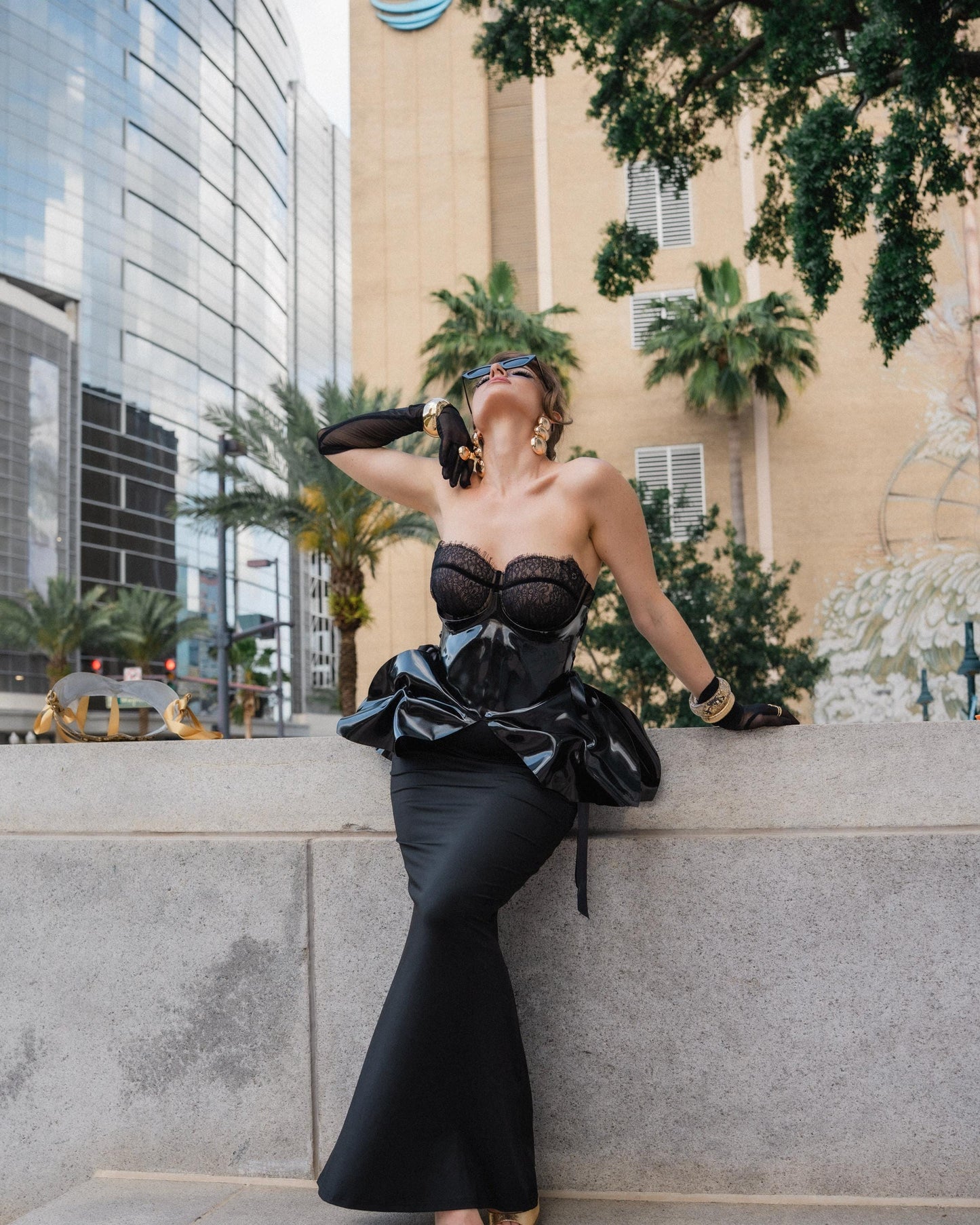 Black Sculptural PVC Corset Peplum Harness, Avant Garde Runway Waist Cincher, Futuristic Editorial Fashion