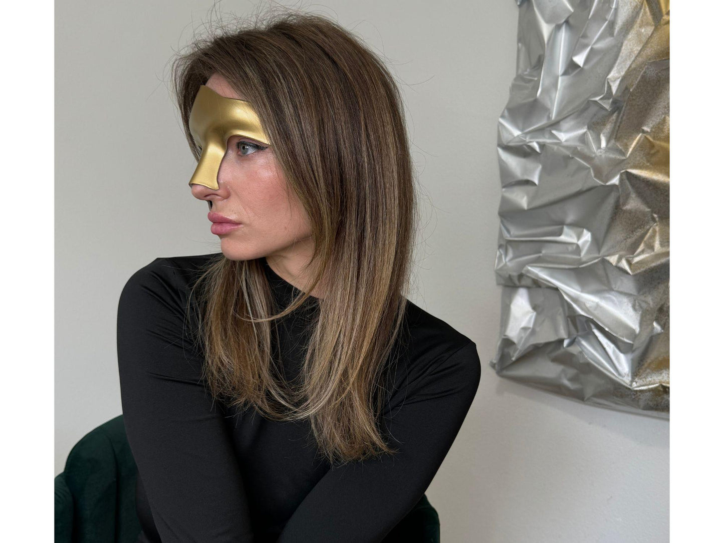 Gold Venetian Half Mask: Adjustable Masquerade Ball Accessory