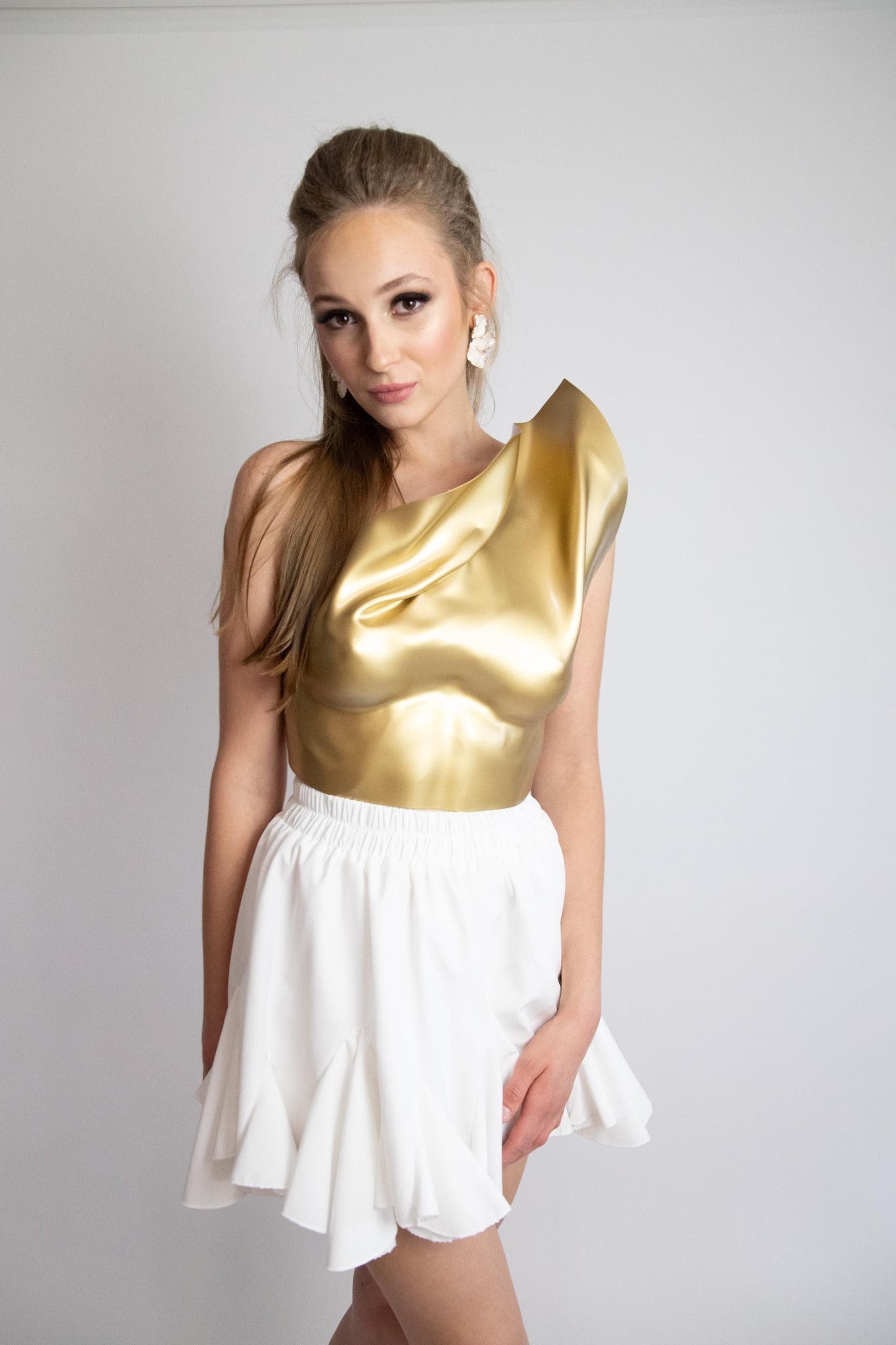 Gold Metallic Corset Top: Custom Fit Rave Steampunk Bustier
