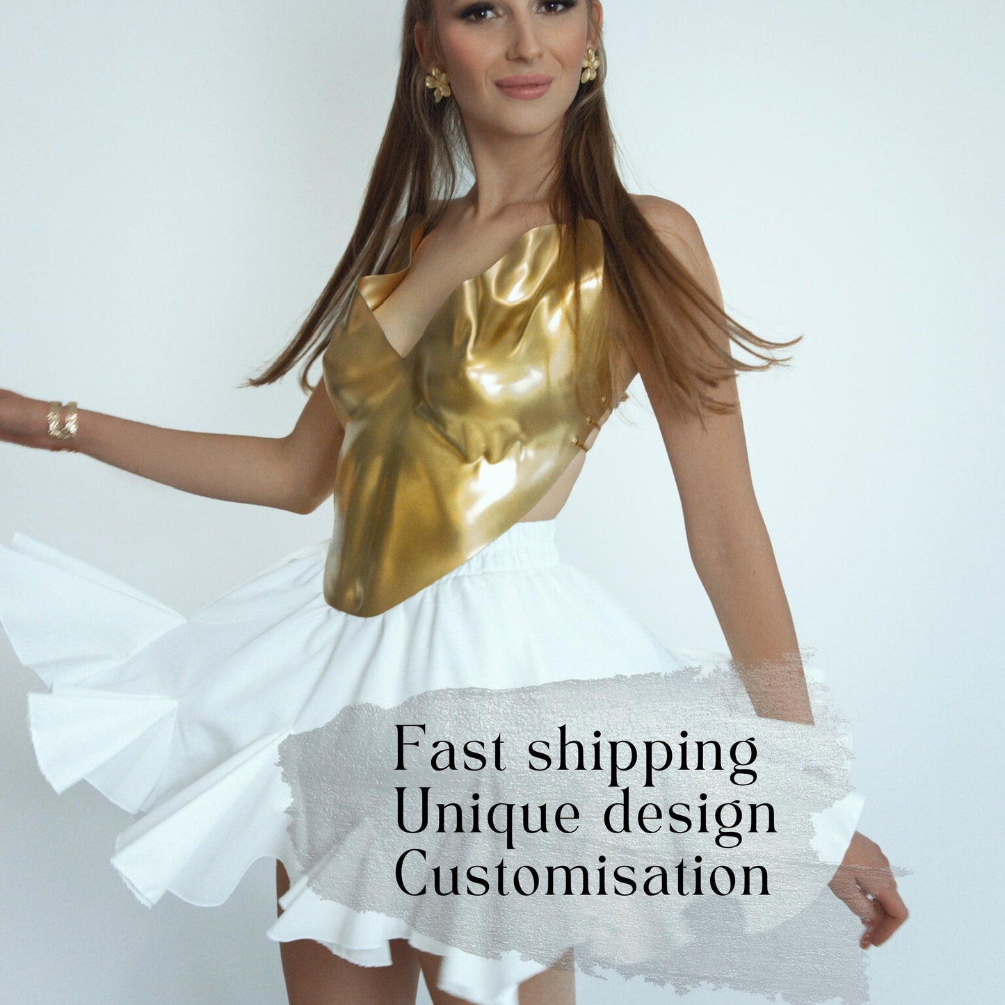 Gold Corset Top: Metallic Rave Outfit, Steampunk Armor, Custom Fit