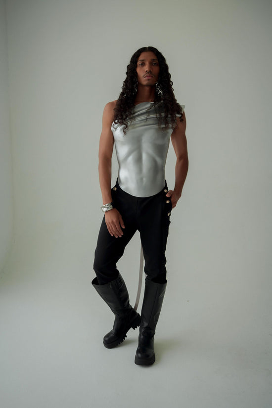 Editorial Sculpted Metallic Corset Top
