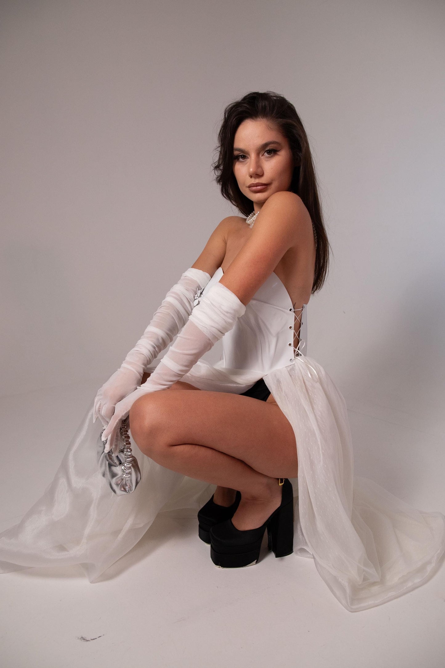 Sculptural White Bridal Corset Top: Modern Wedding Bustier