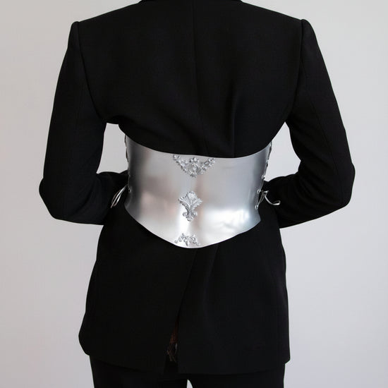 Silver Sculptural Baroque Armor Corset