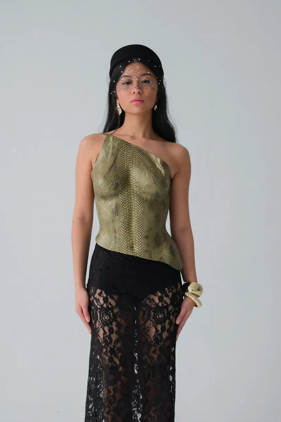 Gold Snake Texture Armor Corset Top