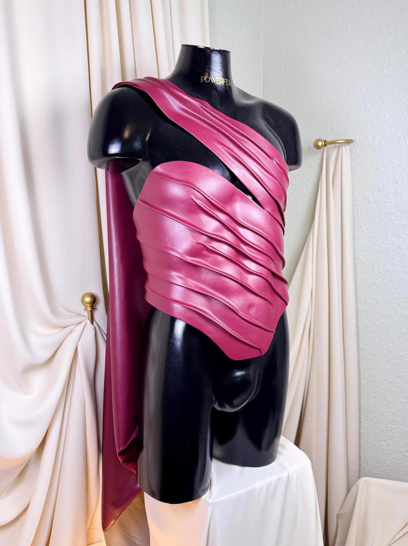 Men’s Avant Garde Faux Leather Draped Corset
