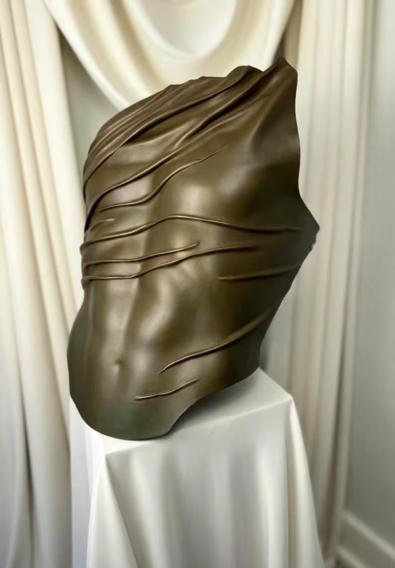 Men's Olive Sculptural Leather Corset