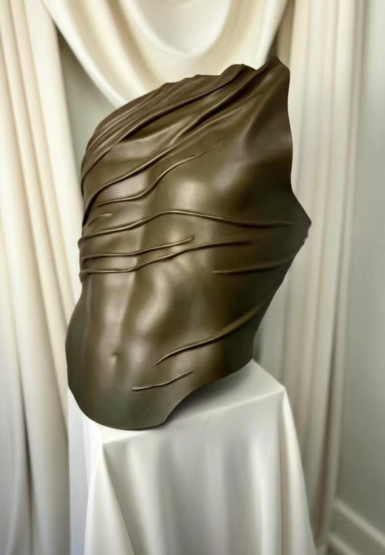 Men's Olive Sculptural Leather Corset
