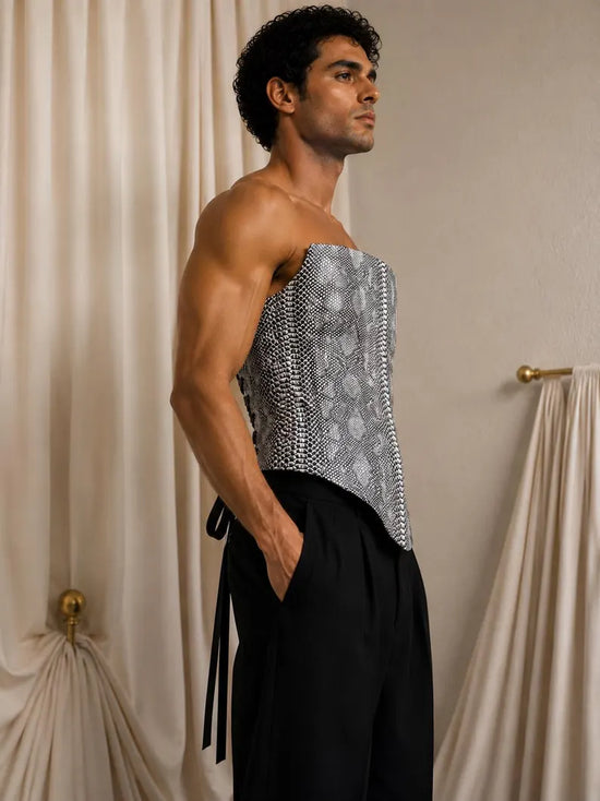 Men’s Silver Serpent Armor Corset