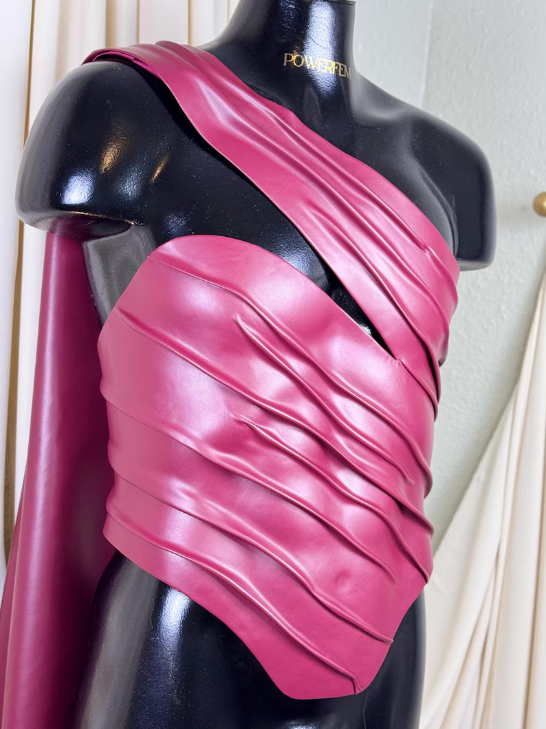 Men’s Avant Garde Faux Leather Draped Corset