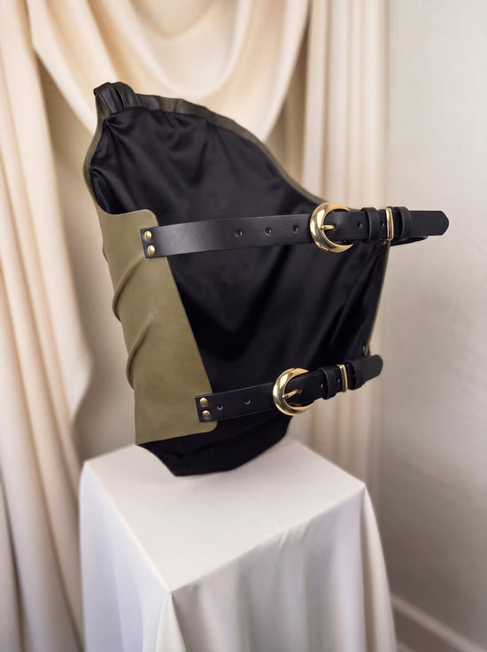 Men's Olive Sculptural Leather Corset
