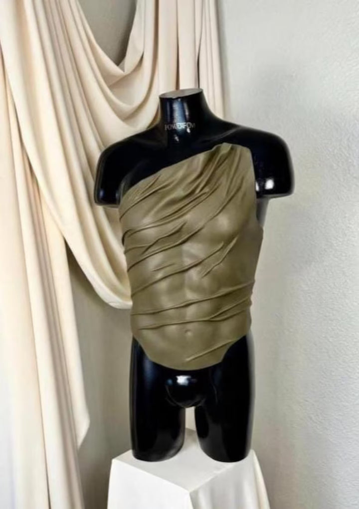 Men's Olive Sculptural Leather Corset