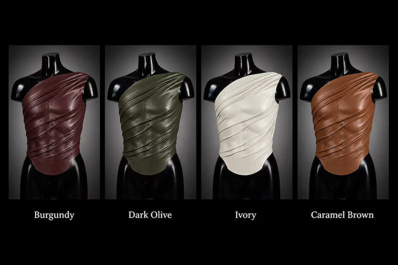 Men's Olive Sculptural Leather Corset