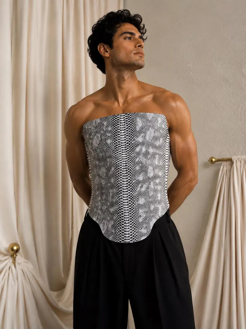 Men’s Silver Serpent Armor Corset