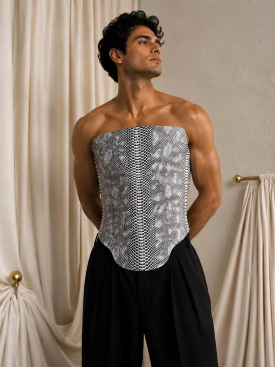 Men’s Silver Serpent Armor Corset