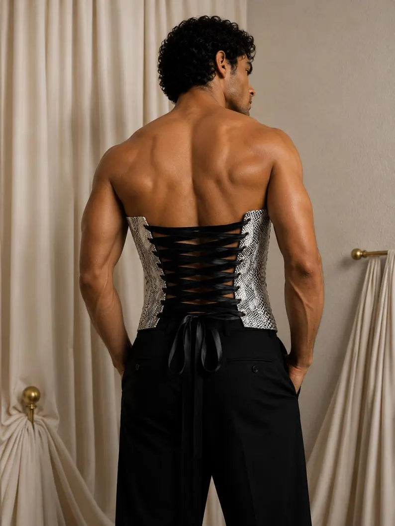 Men’s Silver Serpent Armor Corset